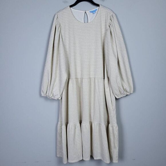 Draper James Dresses & Skirts - Draper James Womens Tiered Dress Cream Gold Metallic Size XXL Cottagecore NWT